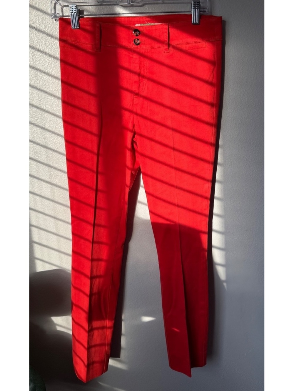 Anthropologie Orange Red Essential Slim Pants Size 2 with Double Button Closure